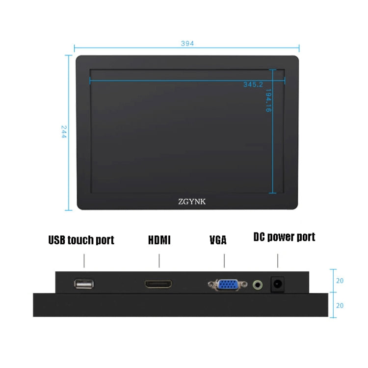 ZGYNK KQ101 HD Embedded Display Industrial Screen, Size: 15.6 inch, Style:Embedded