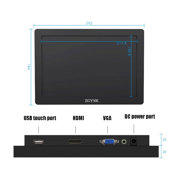 ZGYNK KQ101 HD Embedded Display Industrial Screen, Size: 10 inch, Style:Capacitive - LCD Monitors by ZGYNK | Online Shopping South Africa | PMC TechLife | Buy Now Pay Later Mobicred