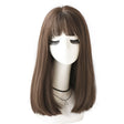Realistic Long Straight Hair Wig Synthetic Fiber Headgear For Women, Style:Short Cold Brown 45CM - free shipping - PMC TechLife - Order now!