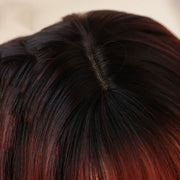 Realistic Long Straight Hair Wig Synthetic Fiber Headgear For Women, Style:Short Cold Brown 45CM