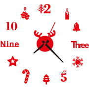 Acrylic 3D Wall Clock DIY Living Room Bedroom Wall Background Decoration(Red)