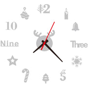 Acrylic 3D Wall Clock DIY Living Room Bedroom Wall Background Decoration(Silver)
