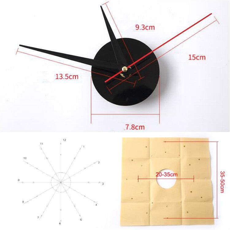 Acrylic 3D Wall Clock DIY Living Room Bedroom Wall Background Decoration(Red)