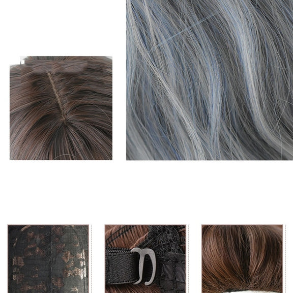 Ladies Long Hair Slightly Curly Wig Natural Fluffy Hair Cover, Color:Cool Brown