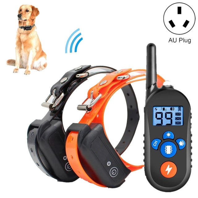 800m Remote Control Electric Shock Bark Stopper Vibration Warning Pet Supplies Electronic Water-resistant Collar Dog Training Device, Style:556-2(AU Plug)