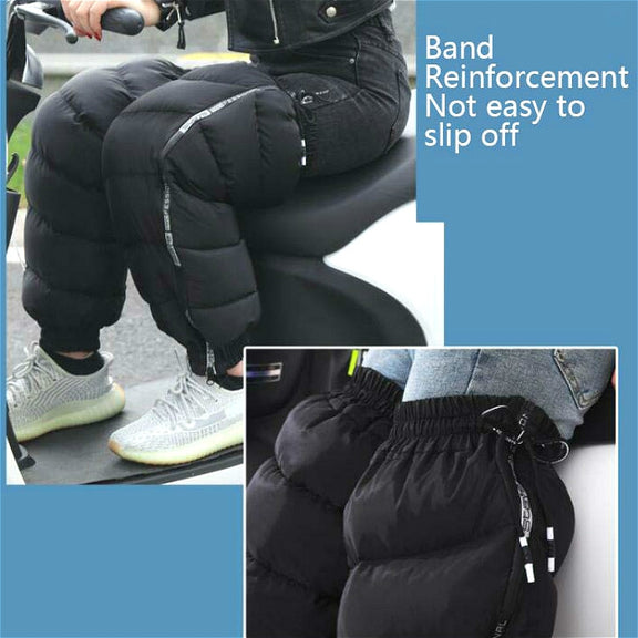 Electric Bicycle Winter Motorcycle Windshield Water-resistant Warm Leg Cover Plus Velvet Padded Knee Pads, Size:60cm Increase(Black)