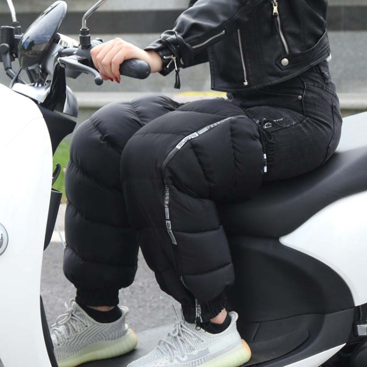 Electric Bicycle Winter Motorcycle Windshield Water-resistant Warm Leg Cover Plus Velvet Padded Knee Pads, Size:60cm Increase(Black)