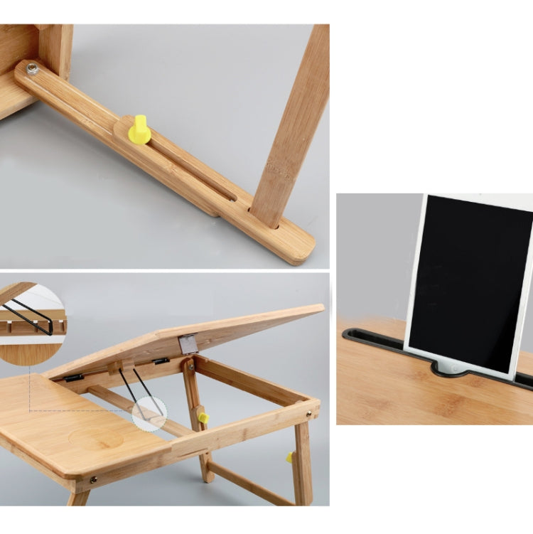 Folding Laptop Desk Bed Card Slot Lifting Type Lazy Computer Desk, Size: Medium (54cm), Style:with Drawer