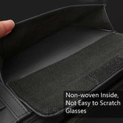 Car Sun Block Glasses Case Document Holder Car Plastic Frame Zipper Type Multi-Function Card Bag Storage Bag(Beige)