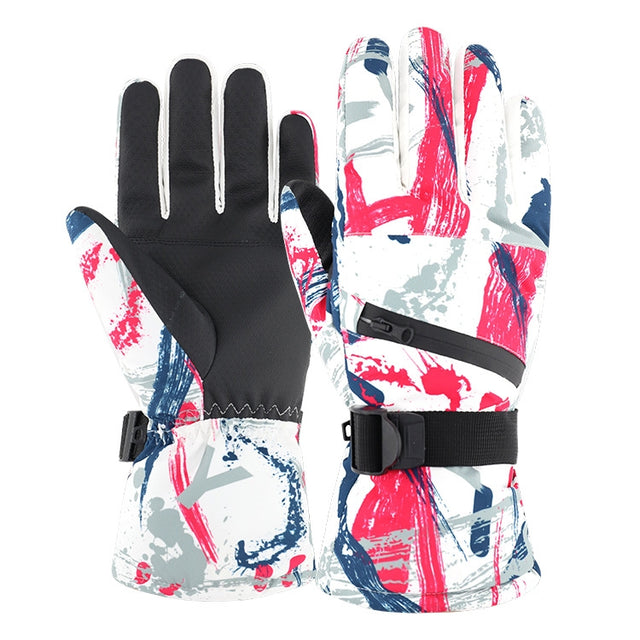 Winter Thermal Ski Gloves Outdoor Water-resistant Velvet Gloves Thickening Touch Screen Motorcycle Gloves, Size: M(Red)