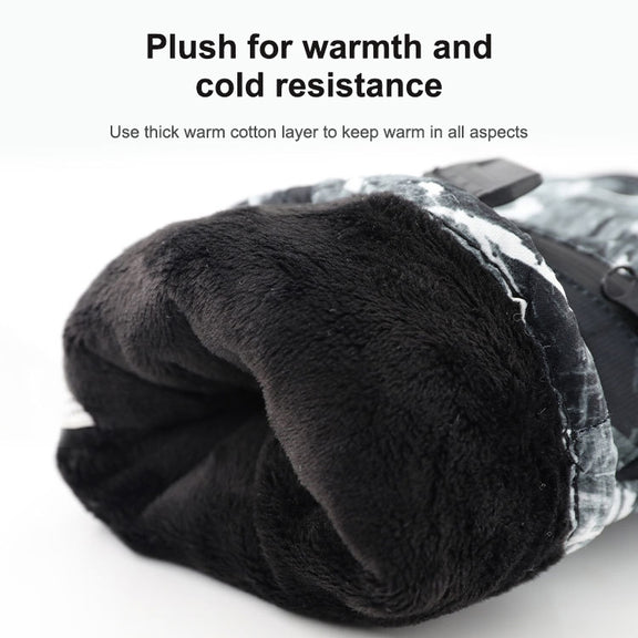 Winter Thermal Ski Gloves Outdoor Water-resistant Velvet Gloves Thickening Touch Screen Motorcycle Gloves, Size: L(Black)