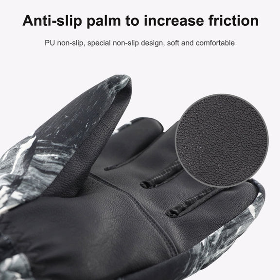 Winter Thermal Ski Gloves Outdoor Water-resistant Velvet Gloves Thickening Touch Screen Motorcycle Gloves, Size: L(Black)