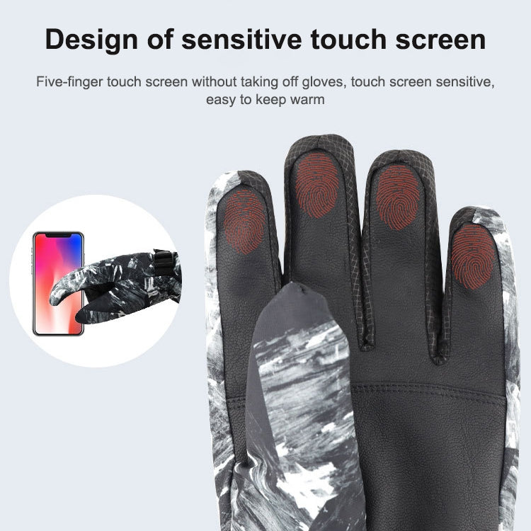 Winter Thermal Ski Gloves Outdoor Water-resistant Velvet Gloves Thickening Touch Screen Motorcycle Gloves, Size: L(Black)