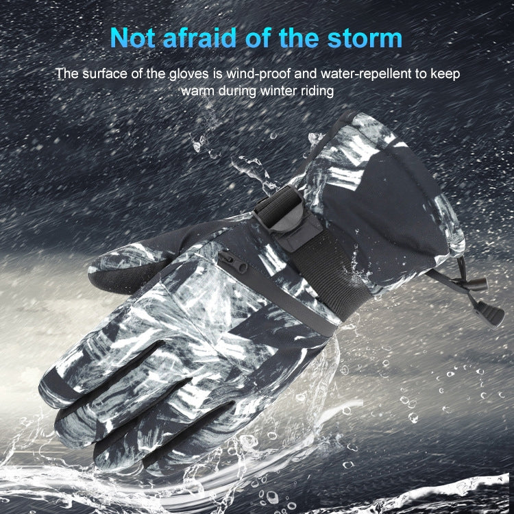 Winter Thermal Ski Gloves Outdoor Waterproof Velvet Gloves Thickening Touch Screen Motorcycle Gloves, Size: L(Black) - Locomotive Gloves by PMc TechLife | Online Shopping South Africa | PMc TechLife | Buy Now Pay Later Mobicred