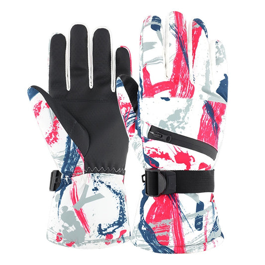 Winter Thermal Ski Gloves Outdoor Waterproof Velvet Gloves Thickening Touch Screen Motorcycle Gloves, Size: XL(Red) - Locomotive Gloves by PMC Jewellery | Online Shopping South Africa | PMC Jewellery | Buy Now Pay Later Mobicred