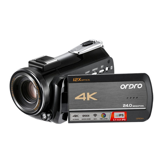 ORDRO AC5 4K HD Night Vision WiFi 12X Optical Zoom Digital Video DV Camera Camcorder, Style:Standard(Black) - free shipping - PMC Jewellery - Order now!