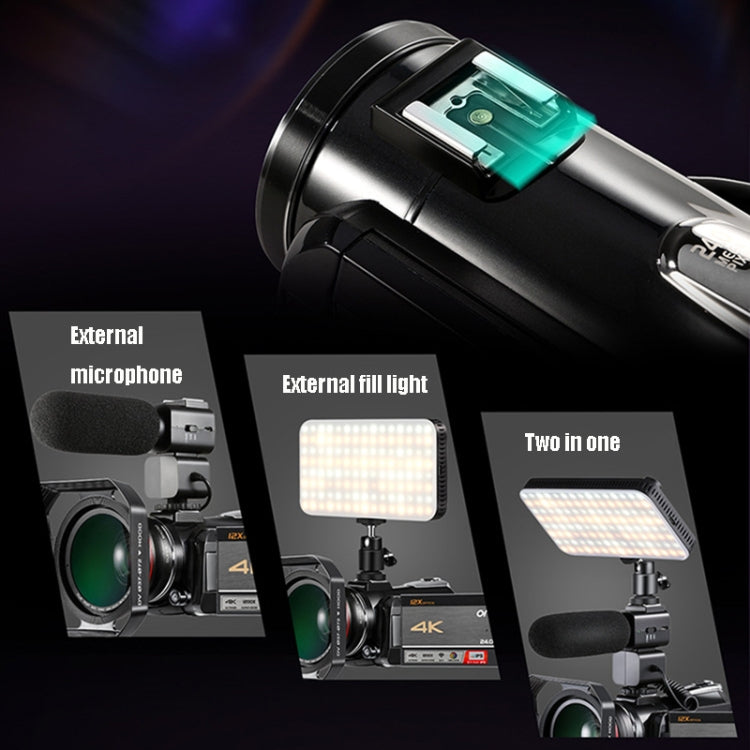 ORDRO AC5 4K HD Night Vision WiFi 12X Optical Zoom Digital Video DV Camera Camcorder, Style:Standard + Microphone(Black) - free shipping - PMC Jewellery - Order now!