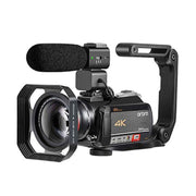 ORDRO AC5 4K HD Night Vision WiFi 12X Optical Zoom Digital Video DV Camera Camcorder, Style:Standard + Microphone + Handheld Stand(Black)