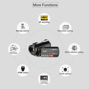 ORDRO AC5 4K HD Night Vision WiFi 12X Optical Zoom Digital Video DV Camera Camcorder, Style:Standard + Microphone + Handheld Stand(Black)