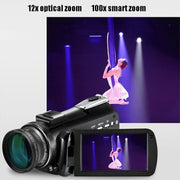 ORDRO AC5 4K HD Night Vision WiFi 12X Optical Zoom Digital Video DV Camera Camcorder, Style:Standard + Microphone + Handheld Stand(Black)