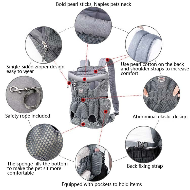 Doglemi Pet Outing Backpack Dog Shoulder Chest Bag Breathable Mesh Dog Cat Bag, Size:L(Blue) - free shipping - PMC Jewellery - Order now!