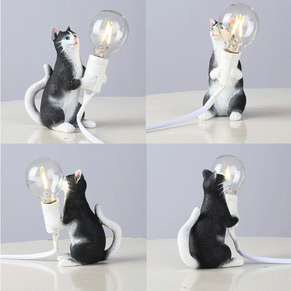 Cat Light Animal Table Lamp Mini Night Light, Power Plug:EU Plug(Holding Baby)