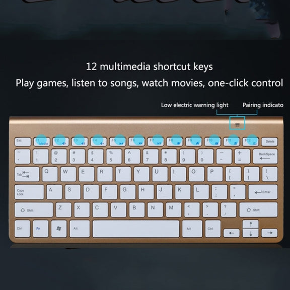 USB External Notebook Desktop Computer Universal Mini Wireless Keyboard Mouse, Style:Keyboard and Mouse Set(Tyrant Gold)