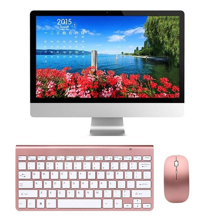 USB External Notebook Desktop Computer Universal Mini Wireless Keyboard Mouse, Style:Keyboard and Mouse Set(Rose Gold)