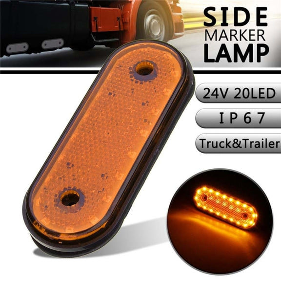 5 PCS MK-095 24V 20 LEDs Universal Truck Side Lights Truck Trailer Tail Lights(Yellow)