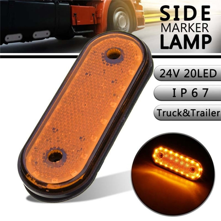 5 PCS MK-095 24V 20 LEDs Universal Truck Side Lights Truck Trailer Tail Lights(Yellow)