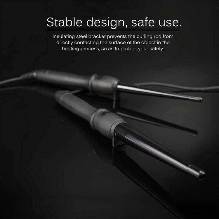 LCD Conical Curling Iron Single Tube Ceramic Glaze Pear Flower Cone, Size:25mm EU