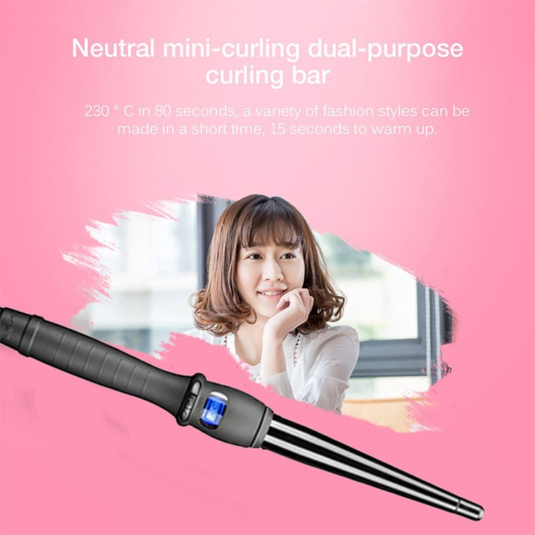 LCD Conical Curling Iron Single Tube Ceramic Glaze Pear Flower Cone, Size:25mm EU