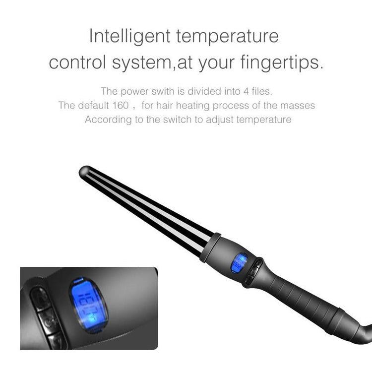 LCD Conical Curling Iron Single Tube Ceramic Glaze Pear Flower Cone, Size:32mm EU