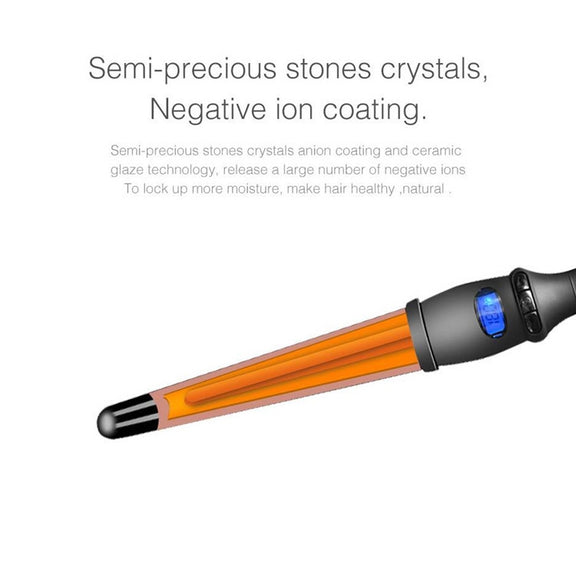 LCD Conical Curling Iron Single Tube Ceramic Glaze Pear Flower Cone, Size:32mm EU