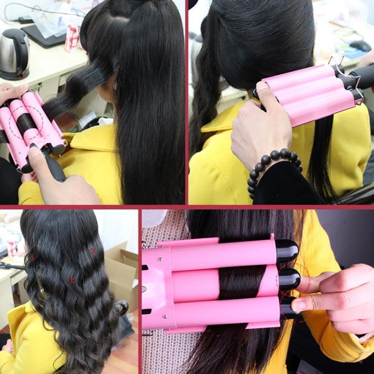 20-32m Automatic Ceramic Perm Splint Hair Curler 3 Barrels Big Wave Hair Curling Iron Tools, Size:32mm(Pink) - free shipping - PMC TechLife - Order now!
