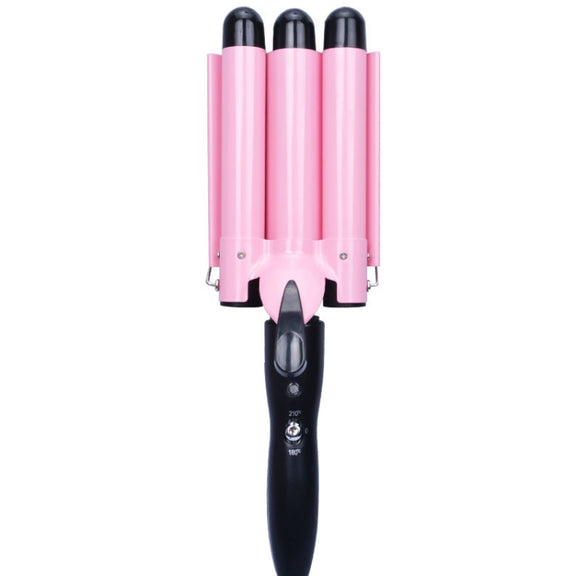 20-32m Automatic Ceramic Perm Splint Hair Curler 3 Barrels Big Wave Hair Curling Iron Tools, Size:32mm(Pink)
