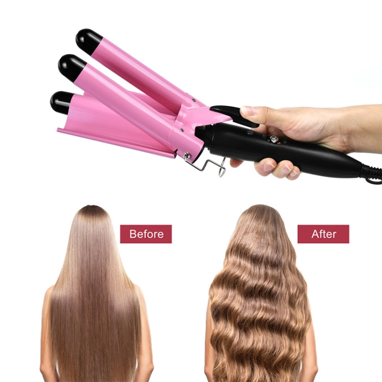 20-32m Automatic Ceramic Perm Splint Hair Curler 3 Barrels Big Wave Hair Curling Iron Tools, Size:32mm(Pink) - free shipping - PMC TechLife - Order now!