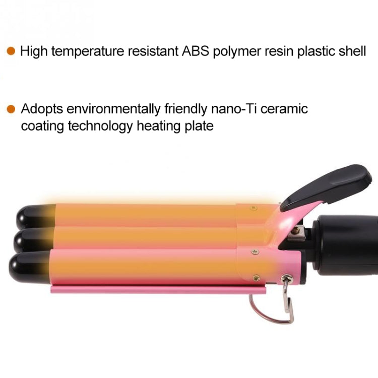 20-32m Automatic Ceramic Perm Splint Hair Curler 3 Barrels Big Wave Hair Curling Iron Tools, Size:32mm(Pink) - free shipping - PMC TechLife - Order now!