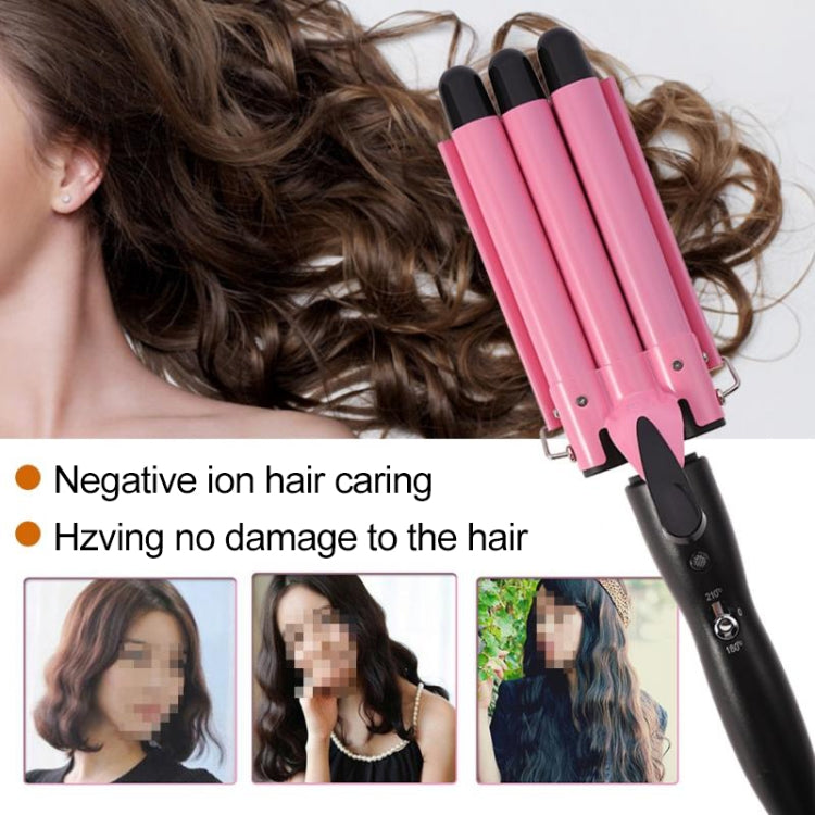 20-32m Automatic Ceramic Perm Splint Hair Curler 3 Barrels Big Wave Hair Curling Iron Tools, Size:32mm(Pink) - free shipping - PMC TechLife - Order now!