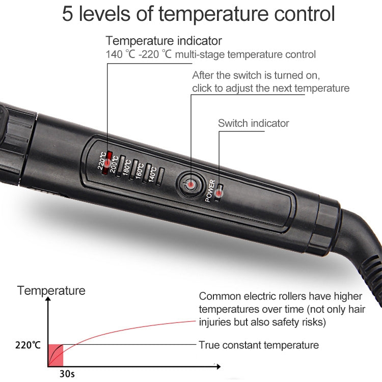 Nano Titanium Hair Curler with LED Digital Temperature Display, Size: 19mm, US Plug