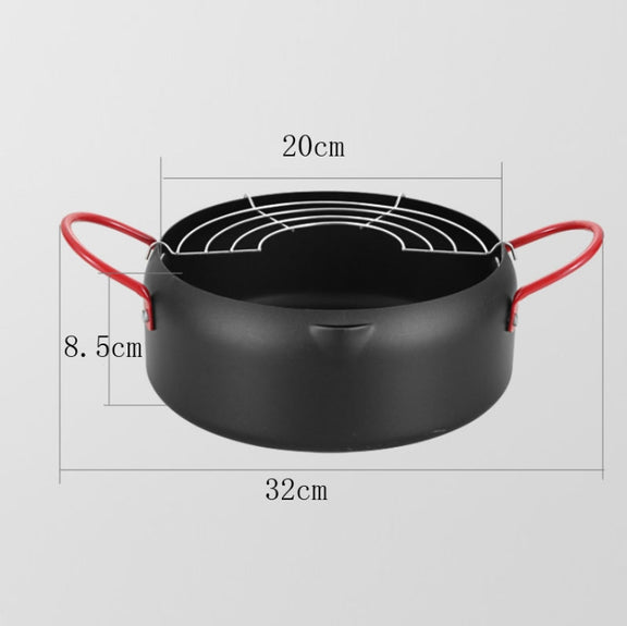Tempura Hot Pot Household Fryer Pot Non-Stick Pan With Filter Holder, Specification:20cm without Clip