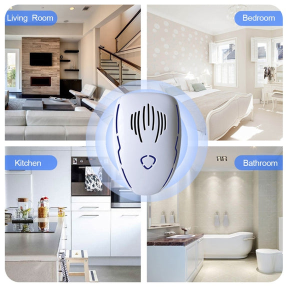 DC-9015 Household Energy-saving Multi-function Variable Frequency Ultrasonic Electronic Mouse and Mosquito Repellent, Style:UK Plug(White)