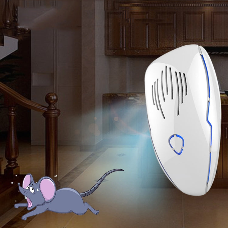 DC-9015 Household Energy-saving Multi-function Variable Frequency Ultrasonic Electronic Mouse and Mosquito Repellent, Style:UK Plug(White)
