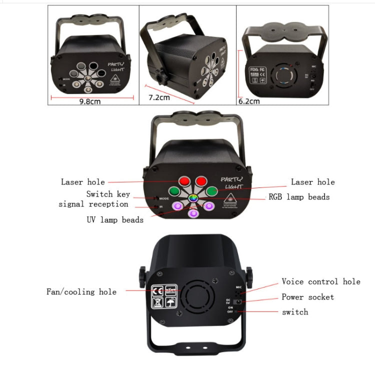 R90 8W UV Mini Laser Light Sound Control Induction Stage Atmosphere Light Bar KTV Laser Light, Specification: USB Plug-in - Stage Lighting by PMc TechLife | Online Shopping South Africa | PMc TechLife | Buy Now Pay Later Mobicred