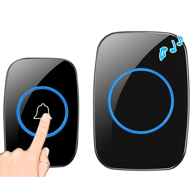 CACAZI A10 300m Long Range No Battery Water-resistant LED Light Smart Wireless Doorbell, EU Plug