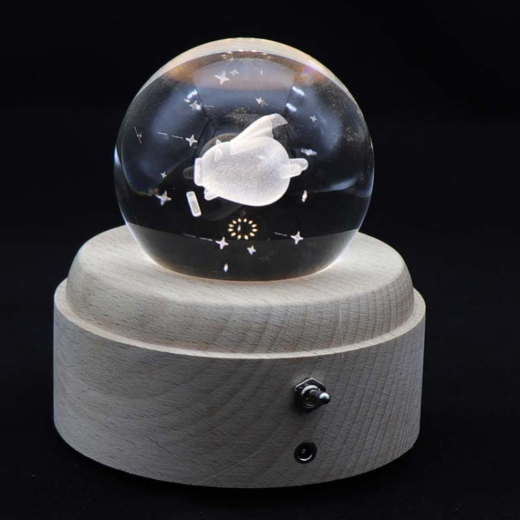 Girl Bedside Lamp Crystal Ball Wooden Base Music Box Charging Glow Rotating Night Light, Random Music(Flying Pig) - Novelty Lighting by PMC TechLife | Online Shopping South Africa | PMC TechLife | Buy Now Pay Later Mobicred