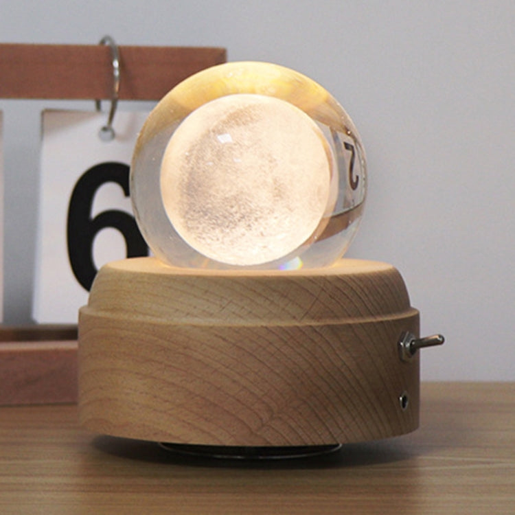 Girl Bedside Lamp Crystal Ball Wooden Base Music Box Charging Glow Rotating Night Light, Random Music(Moon) - Novelty Lighting by PMC TechLife | Online Shopping South Africa | PMC TechLife | Buy Now Pay Later Mobicred