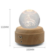 Girl Bedside Lamp Crystal Ball Wooden Base Music Box Charging Glow Rotating Night Light, Random Music(Ballet)