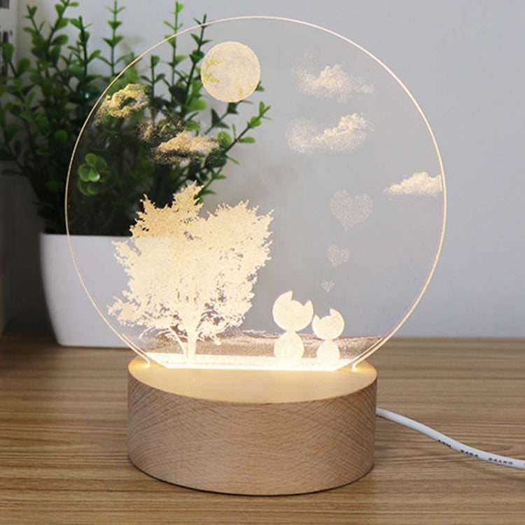 3D Atmosphere Decorative Light Acrylic Inner Carved LED Night Light Creative Girl Table Lamp(Tree Cat) - Novelty Lighting by PMC TechLife | Online Shopping South Africa | PMC TechLife | Buy Now Pay Later Mobicred