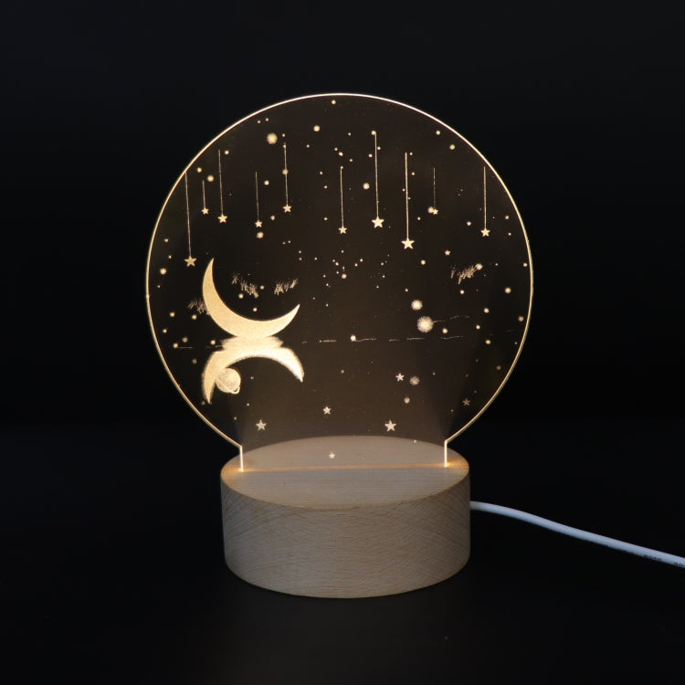 3D Atmosphere Decorative Light Acrylic Inner Carved LED Night Light Creative Girl Table Lamp(Stars And Moon) - Novelty Lighting by PMC TechLife | Online Shopping South Africa | PMC TechLife | Buy Now Pay Later Mobicred
